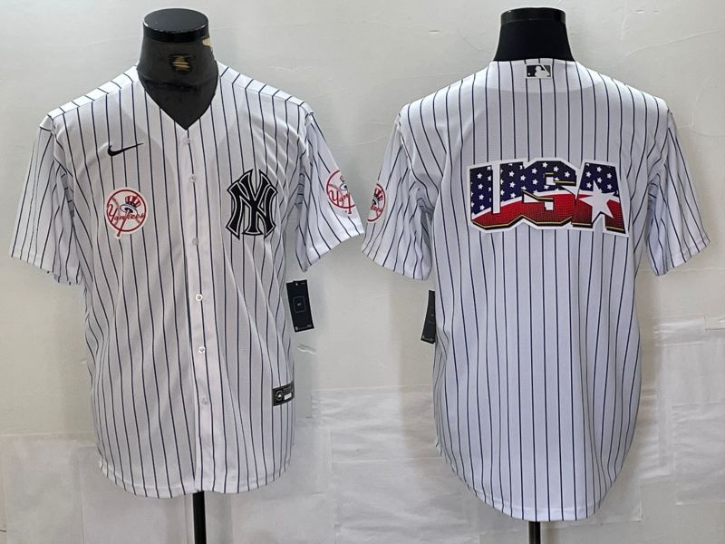 Men New York Yankees Blank White Stripe Second generation joint name Nike 2024 MLB Jersey style 6